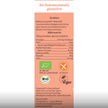 Bio Kokosmehl - glutenfrei - vom Bauckhof - Produktbeschreibung